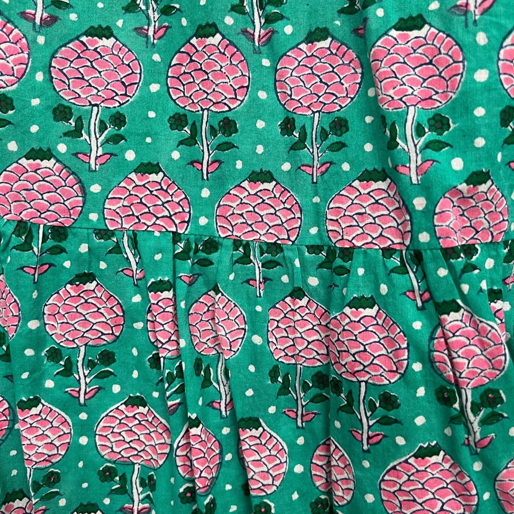 SZ Blockprints | Green and Pink Patterned Mini Dress Cover Up - Picture 2 of 3